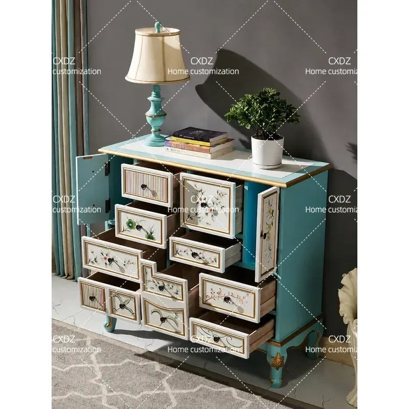 Solid Wood Chest of Drawers Nordic Storage Cabinet Multifunctional Drawer Unit for Bedroom Living Room Partition Organizer
