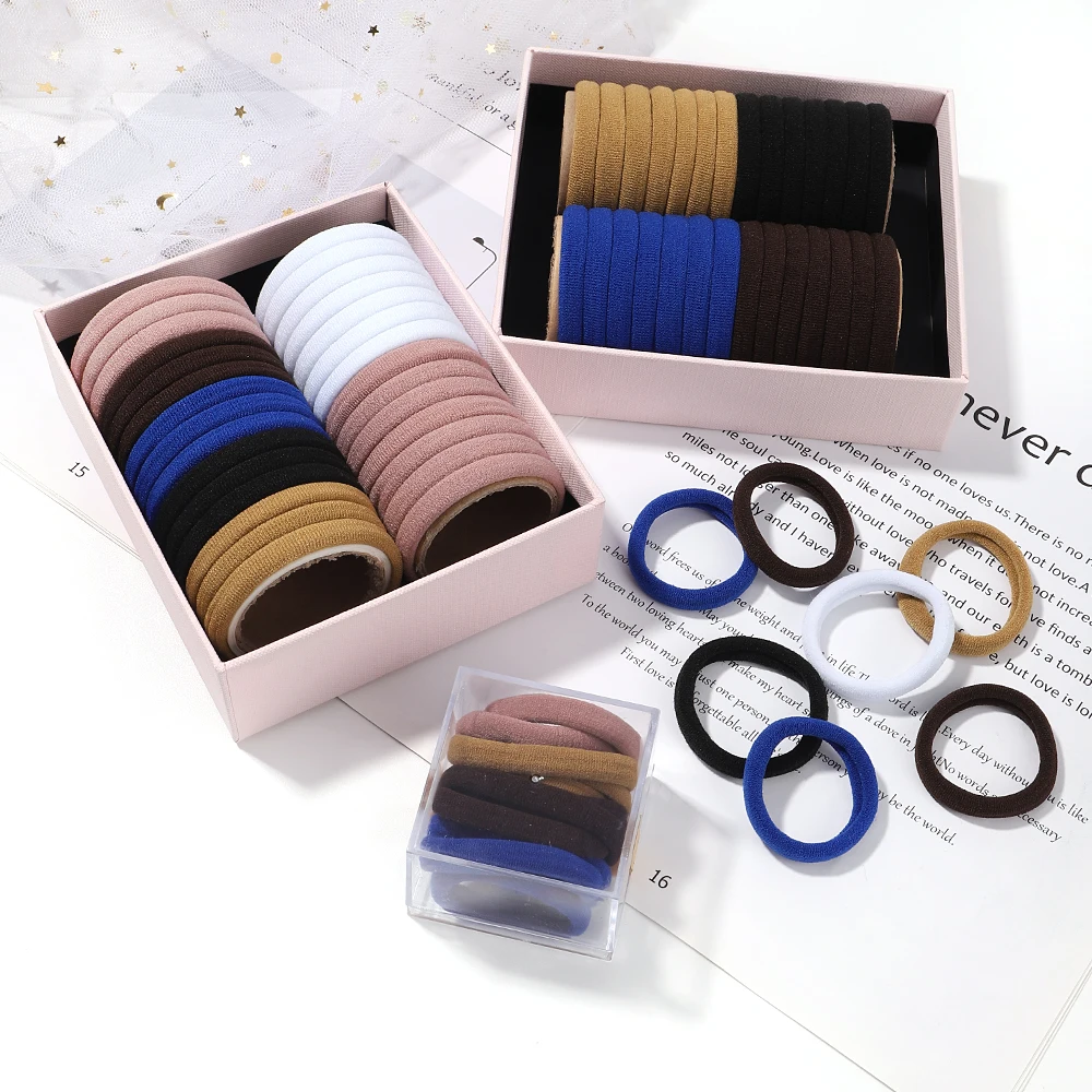 30/50 Stuks Vrouwen Meisjes 4Cm Basis Haarbanden Eenvoudige Effen Kleuren Elastische Hoofdband Haar Touwen Banden Haar Accessoires Paardenstaart Houder