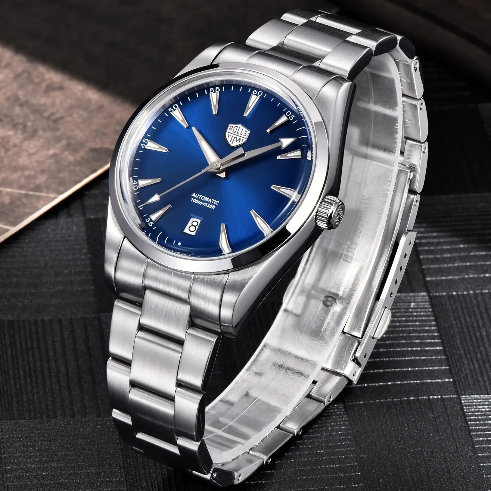 ساعات رولستيمي الرجالية الفاخرة AR الياقوت الكريستال ساعة أوتوماتيكية للرجال 100 متر مقاوم للماء اليابان NH35A ساعة اليد الميكانيكية الرجال