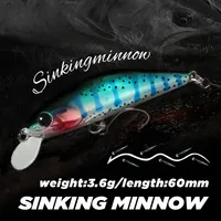 3.6g/60mm Sinking Minnow Lure Stable Throwing Mini Tremor Hard Minnow Baits Full Swimming Layer Trout Lures