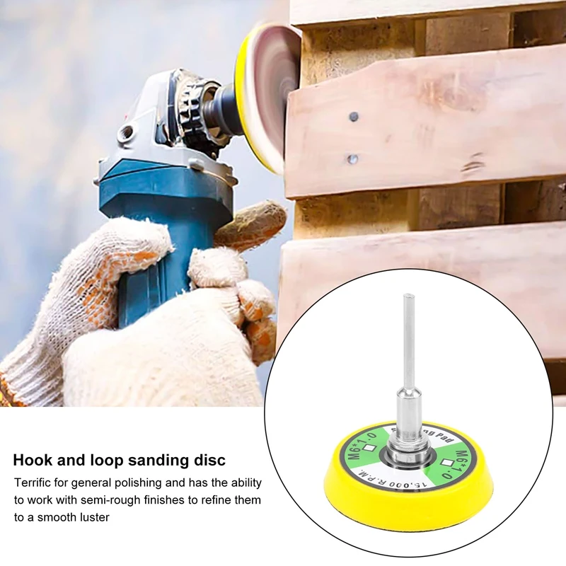 WFF 50 Pcs 2 Inch Sanding Disc 60-180 Grit Hook And Loop For Sander Machine With 1 Pc 2 Inch Drill Shank Backing Pad