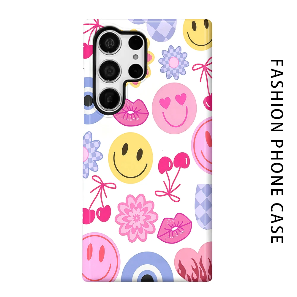 Y2K Sticker Phone Case for For Samsung Galaxy S26 S25 S24 S23 S20 FE A56 A36 Ultra Glossy HD Hard Cover Film Shell