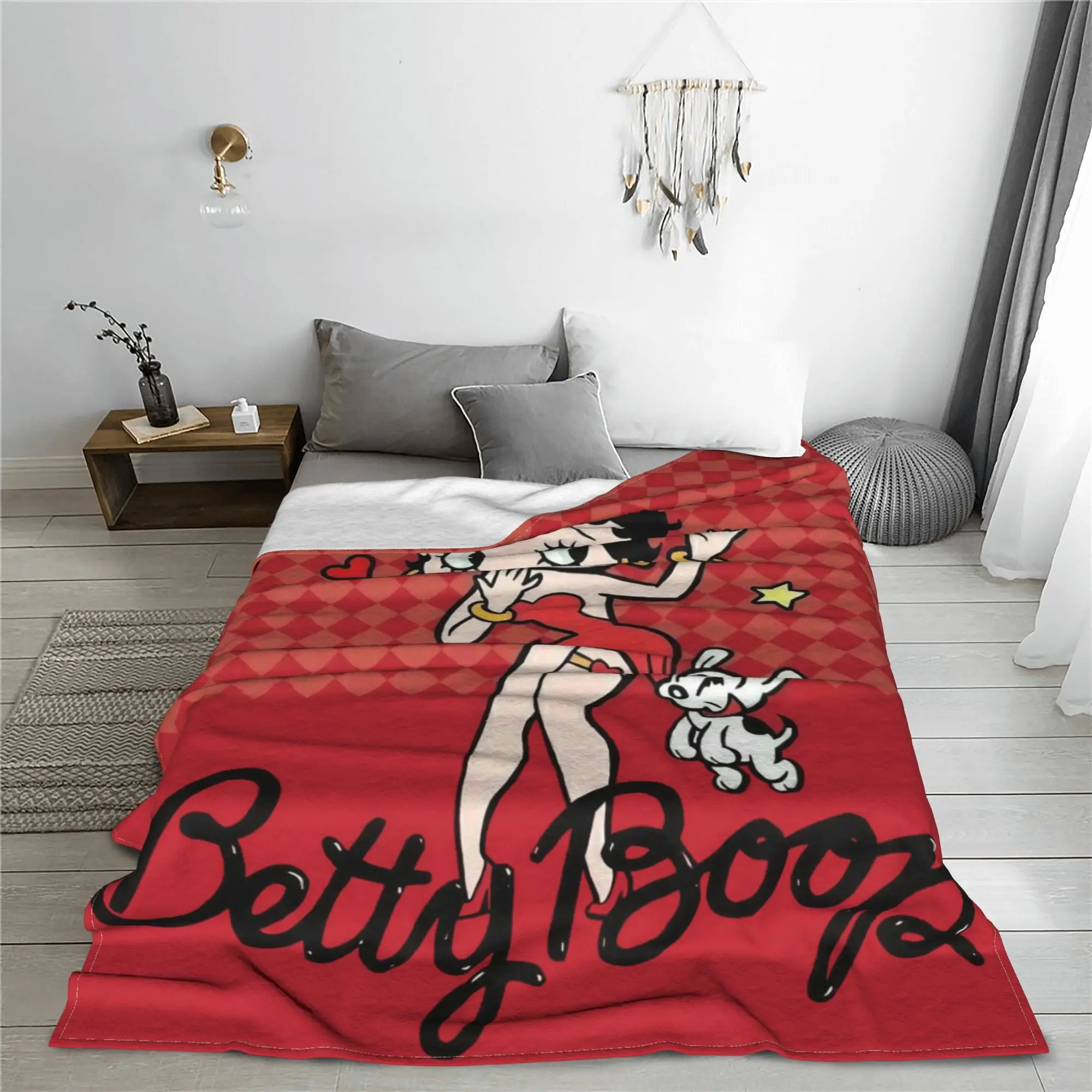 Girl Booped Flannel Throw Blankets Cartoon Blankets for Sofa Car Warm Bedroom Quilt