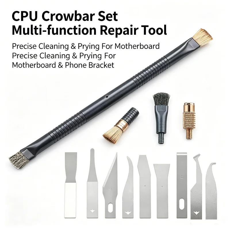 CPU Glue Removing Pry Scraper Tool Kit Multi Metal Blades Cleaning Brushes For Cell Phone IC Chip Circuit Board Repair