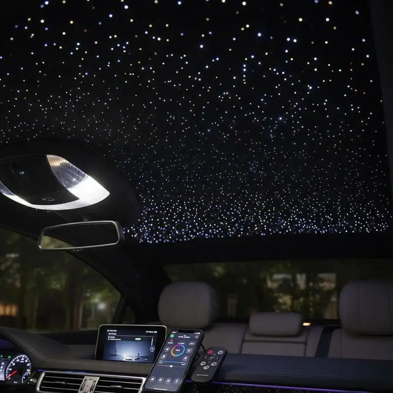 Fiber Optic Star Ceiling Lighting 150pcs 0.75mm 2m For Car Interior Home Cinema Bedroom Decoration Bluetooth APP Remote Control Sound Activated RGBW Light Engine