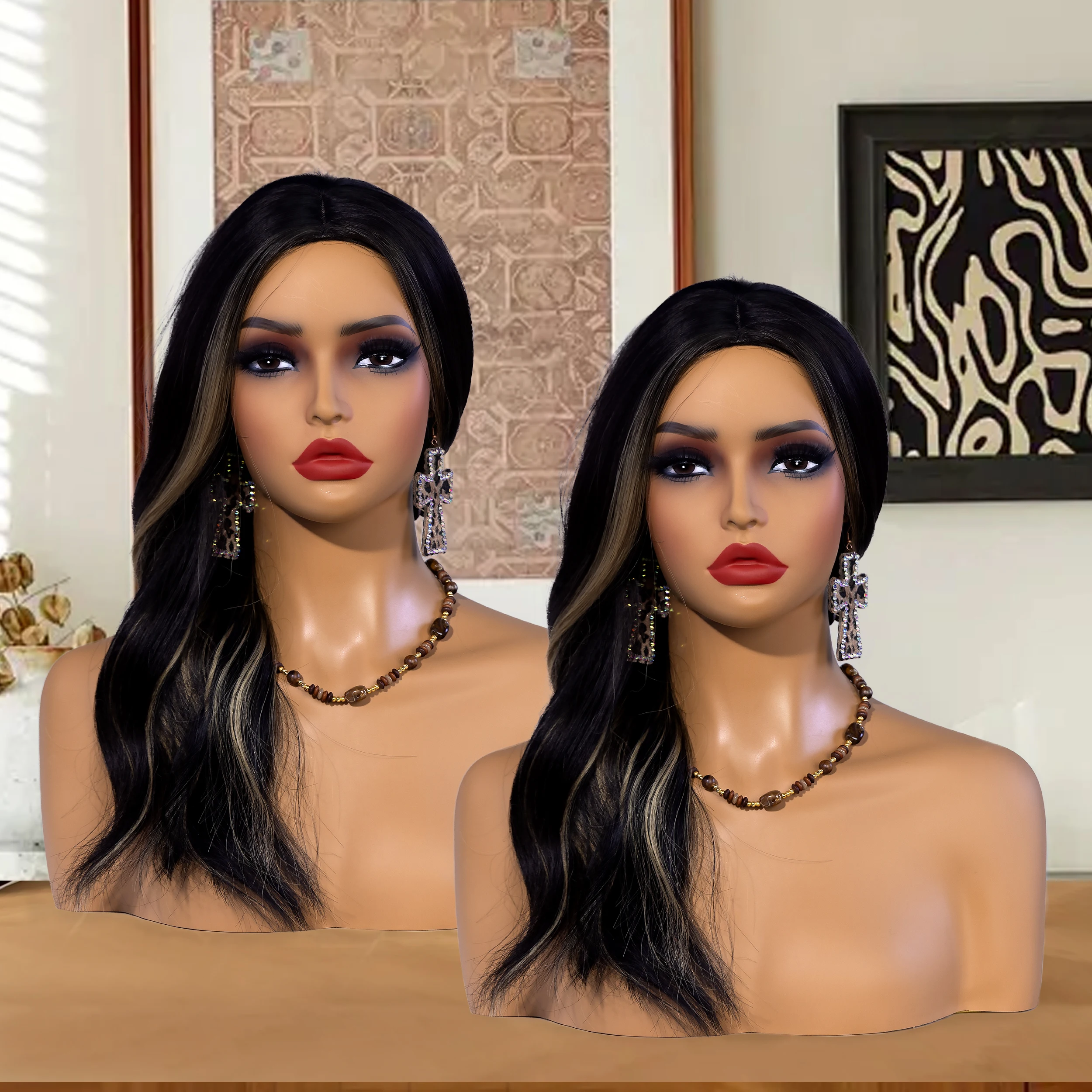 2PC USA Warehouse Free Shipping Half Body Mannequin Head With Shoulders Realistic European Style Wig Display Model