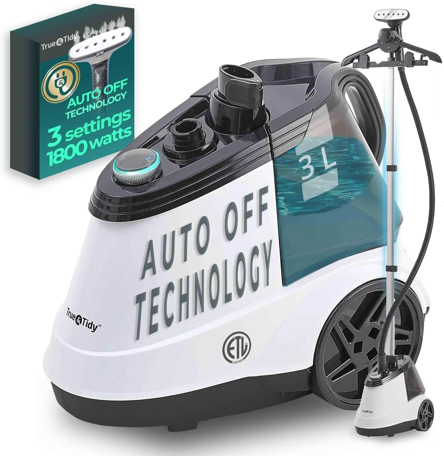 

Мощный отпариватель для одежды 1800 Вт для дома и коммерческого использования, 90+ минут работы, большой резервуар, на колесиках, автоматическое отключение для безопасности