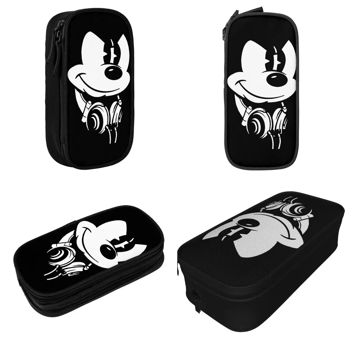 Imagem -02 - Mickey Mouse Headphones Lápis Cases Cartoon Pen Holder para Meninas e Meninos Bolsa de Grande Capacidade Escritório Cosméticos Papelaria