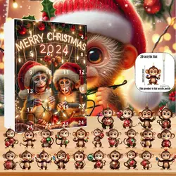 2024 Christmas Monkey Advent Calendar 24 Days Advent Calendars Christmas Countdown Calendar 2D Monkey Pendant 24 Toys Calendar