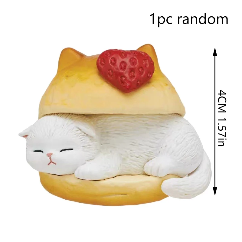 4CM Capsule Toys Cute Kawaii Mascot White Orange Tabby Cats Sandwiched Between Bread Gashapon Figures Plush Toy