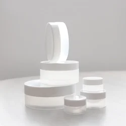 20Pcs Plastic Jar Empty Clear with White Lid Cosmetic Cream Container Tin Pot Frosty Screw Cute Packaging Cream Container
