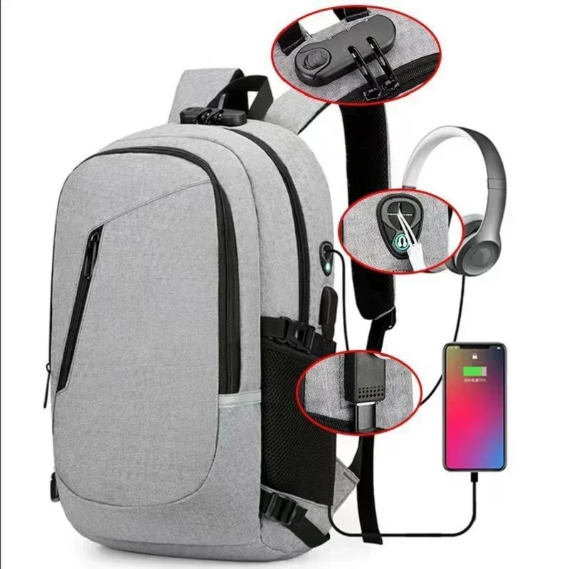 2024 Backpack Anti-theft Password Lock Oxford Men\'s and Women\'s Unisex Business Laptop Computer Travel Leisure Fashion Portable