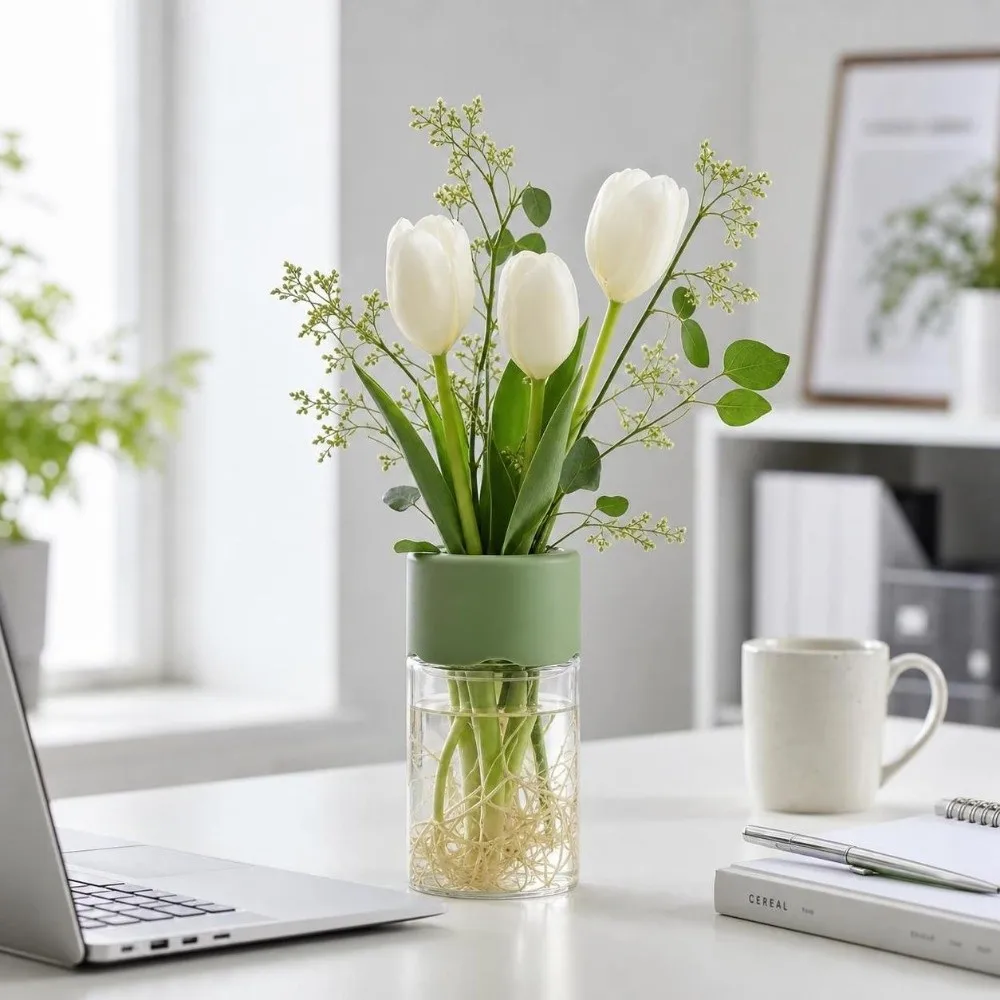 2pcs Plastic Hydroponic Flower Pot Simple Transparent Clear Plant Vase Minimalist Flower Holder Soilless Cultivation Pot