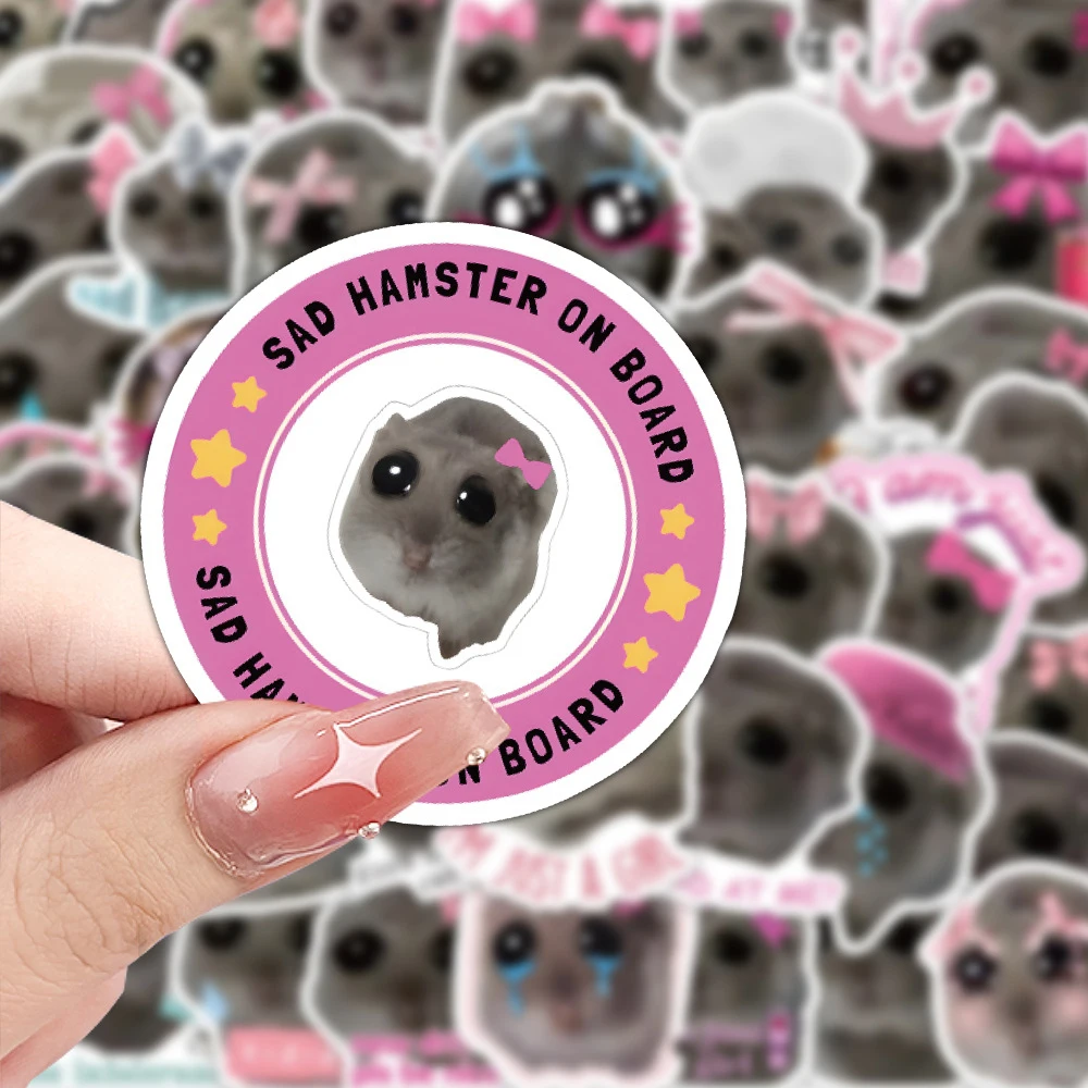 

10/30/60pcs Funny Sad Hamster MEME Stickers Cute Cartoon Decal Toy DIY Laptop Luggage Skateboard Car Animal PVC Sticker Kid Gift