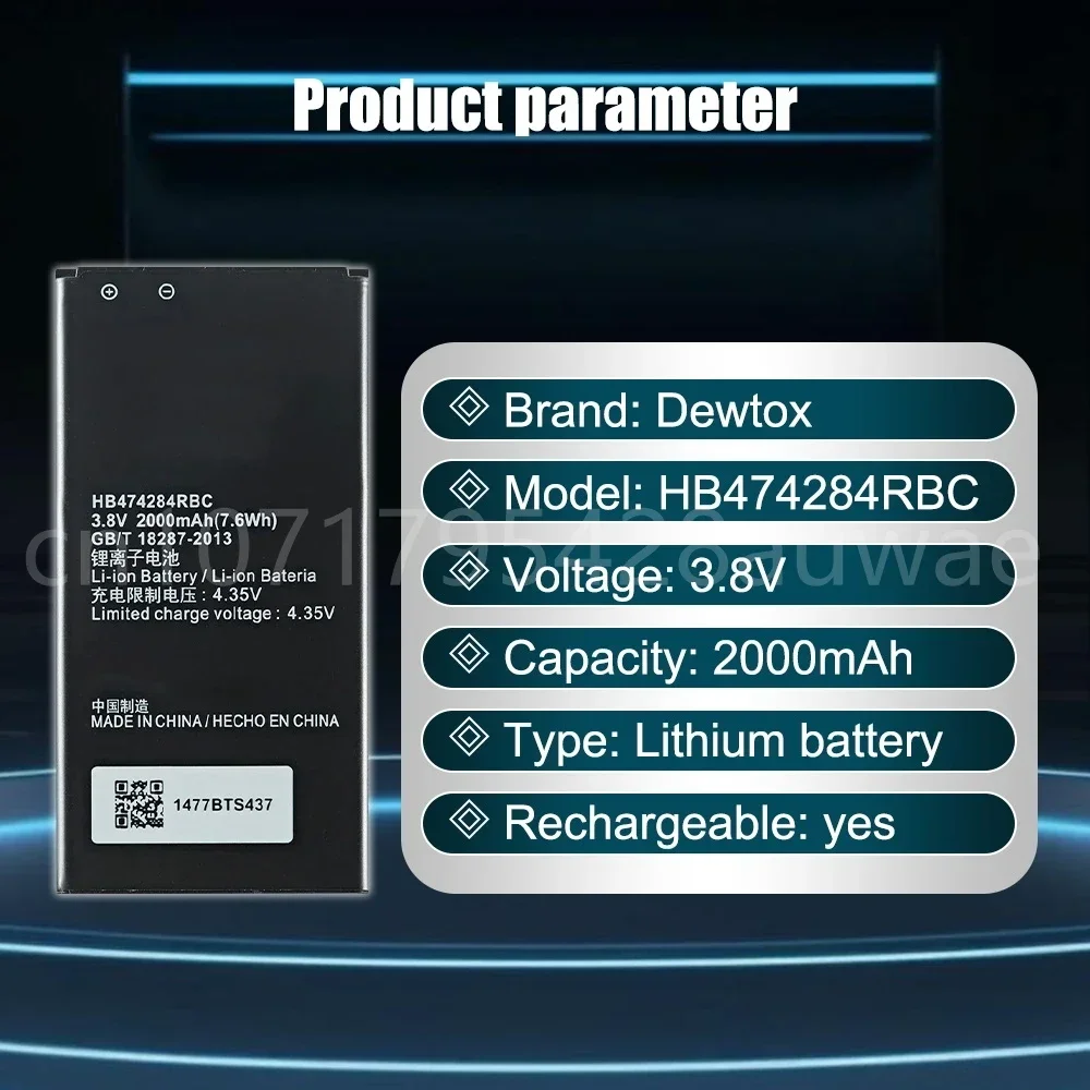 HB474284RBC Li-ion Battery 2000mAh for Huawei Honor 3C Lite C8816D C8816 G521 G615 G601 G620 Y635 Y523 Y625-U32 Y625 Y625-U51