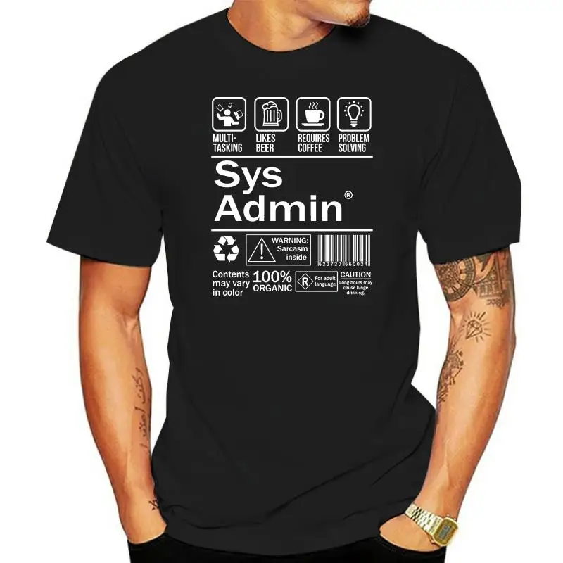 System Administrator Product Label T Shirt Unix Linux Coffee T Shirt Casual Short Sleeve For Men Clothing Summer Top Tee