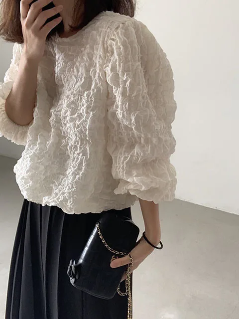 เสื้อสเวตเตอร์ผ้าฝ้ายทรงหลวมสไตล์ฤดูใบไม้ร่วง ดีไซน์เรียบง่ายทันสมัยสำหรับผู้หญิง