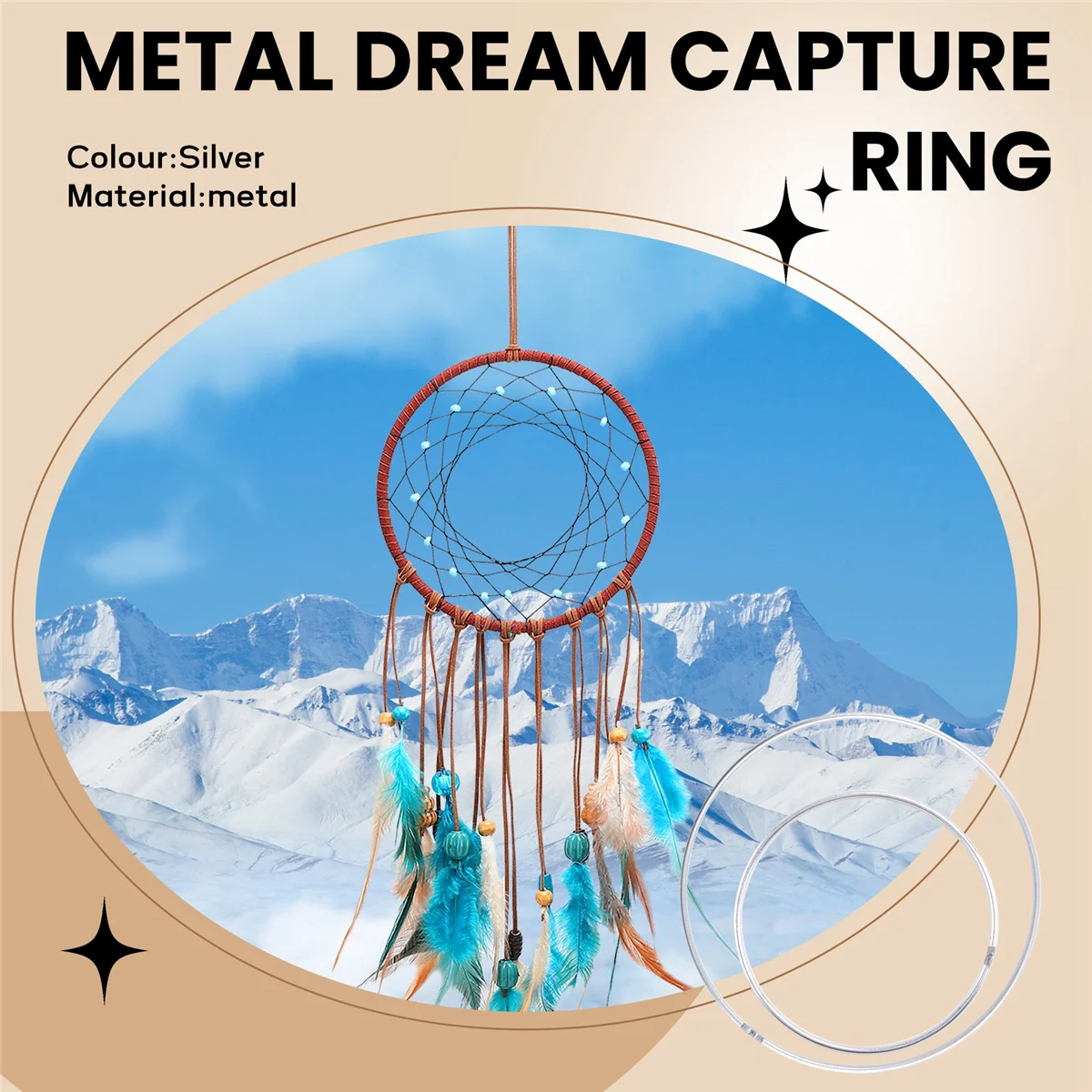 A64E 20 Pieces Metal Dream Catcher Rings Hoops Steel Craft Silver Rings for Crafts,Macrame and Other DIY Projects in 5 Sizes