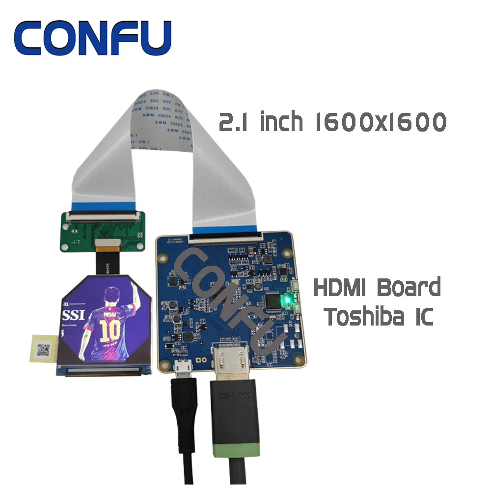 CONFU HDMII to MIPI Board 2.1 inch 1600x1600 VS021XRM-NW0-DKP0 FHD LCD IPS Display Panel Screen Module for VR AR MR XR HMD China