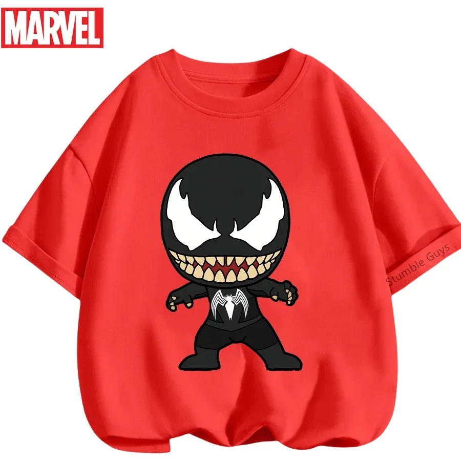 

Футболка с изображением Венома для мальчиков, летняя детская мягкая дышащая футболка с короткими рукавами и рисунком супергероя Marvel
