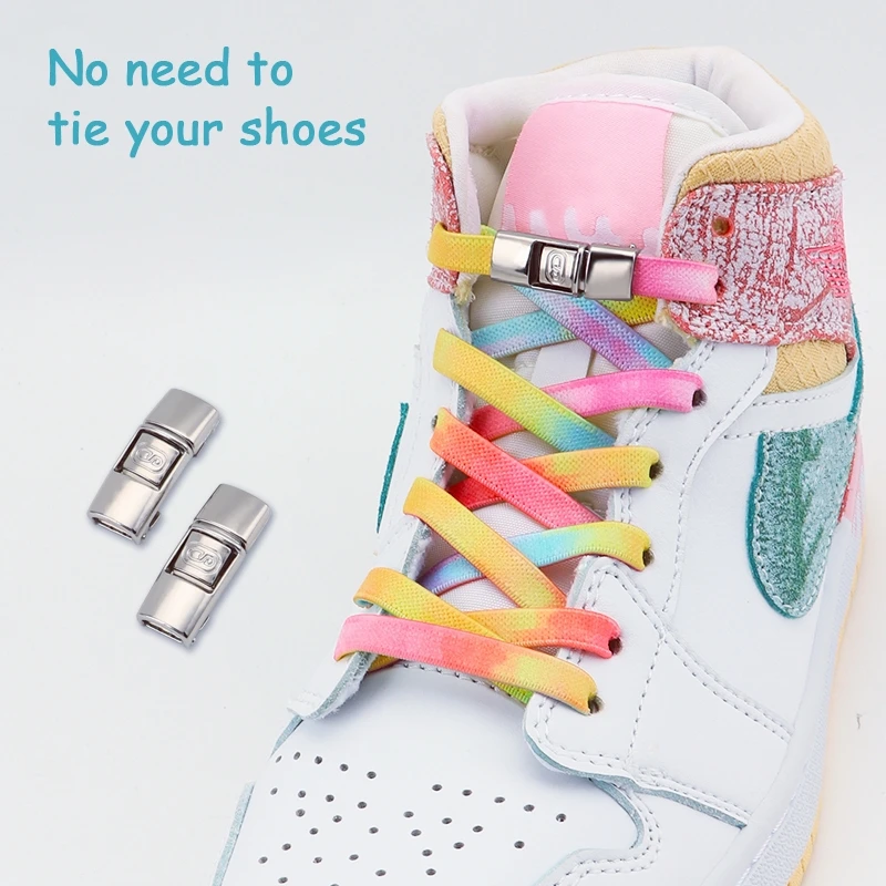 

1 Pair Colorful Shoe Laces No Tie Shoelaces Flat Elastic Rainbow High Laces Sneakers Tennis Shoes Shoelace Accessories Woman Man