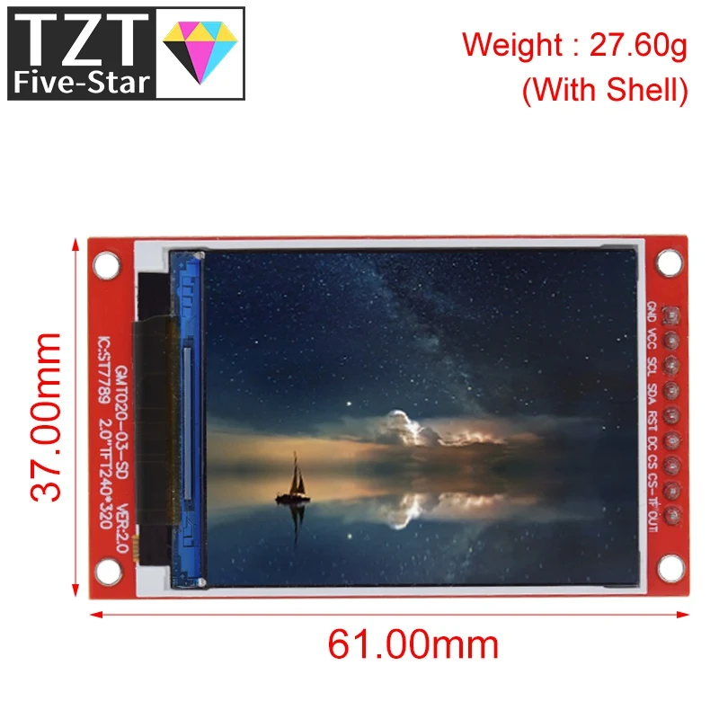 2.0 inch TFT Display Drive IC ST7789V 240x320 Dot-Matrix SPI Interface for Arduio Full Color LCD Display Module With SD Card