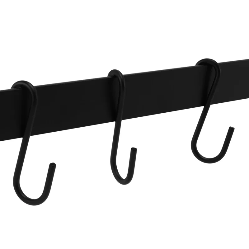 

2Pcs Wall Mount Pot Rack,435Mm Industrial Hanging Rail Kitchen Utensils Hanger Organiser,Lid Holder,With 20X S Hooks-AT30