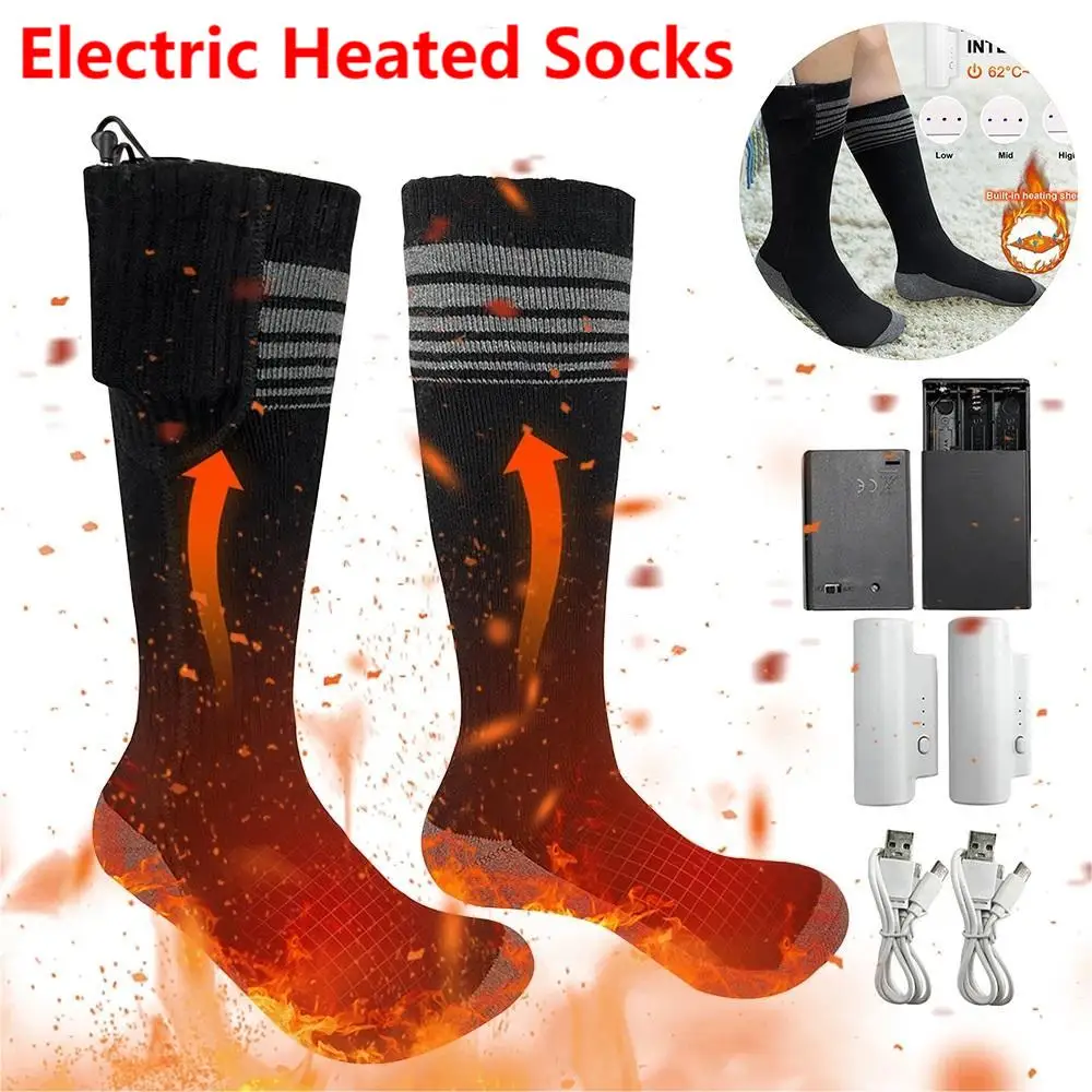 Men Women Heated Socks USB Rechargeable Electric Thermal Socks Breathable Heated Socks For Outdoor Spots Skiing Foot Warmer Sock