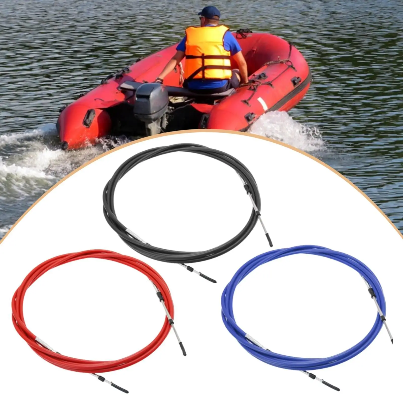 Stainless Steel Marine Engine Throttle Cable Boating Hardware Part Universal Replacement for Aquatic Boat