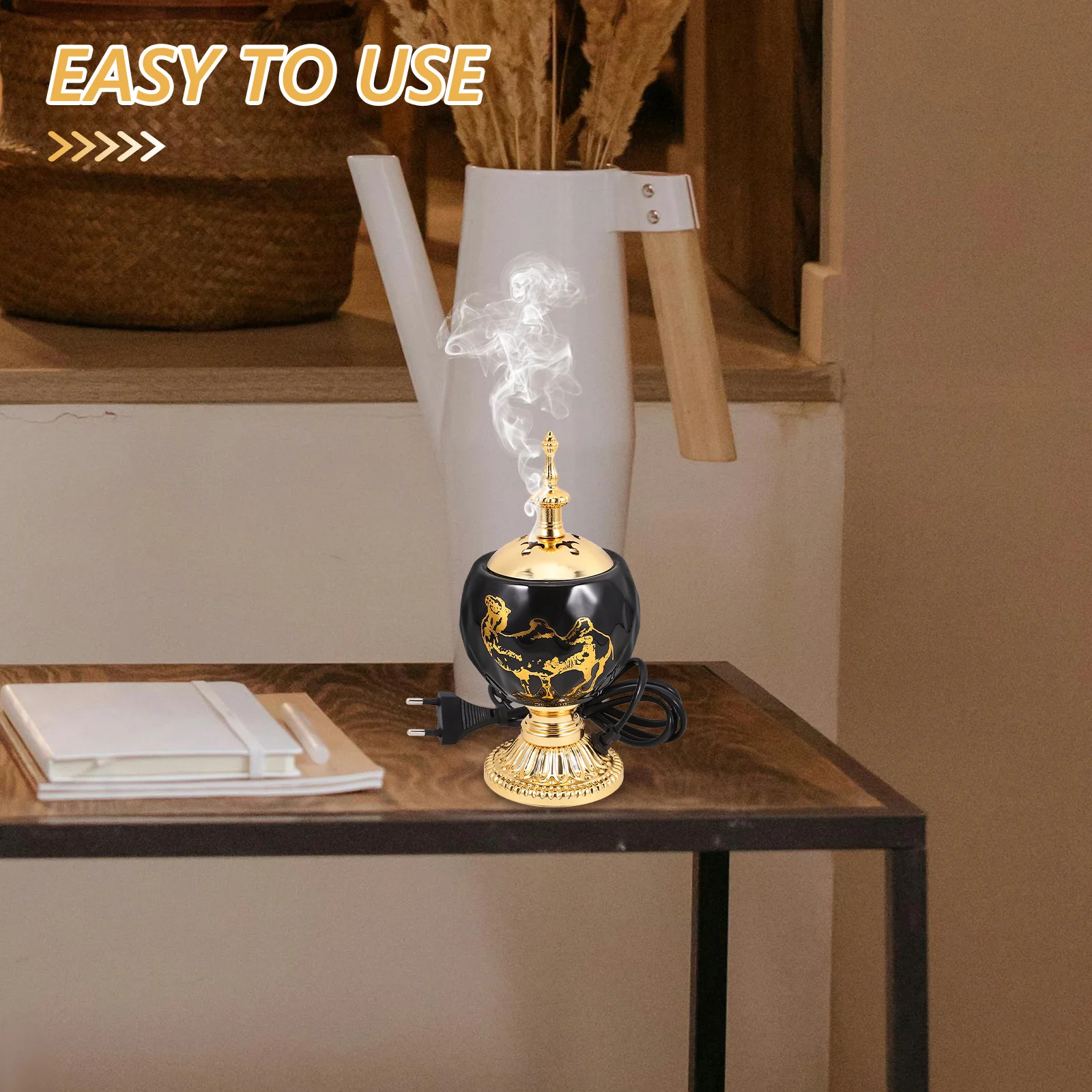 

Electric Incense Burner Aroma Burner Ceramic Stove Eu Plug Portable Lightweight Elegant Design Home Decor Stable