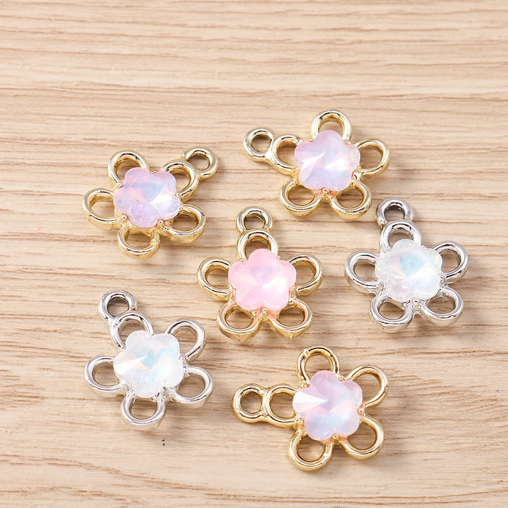 Tusember 10 Stück 14*18mm Niedliche Exquisite Kristallblumen-Anhänger für Schmuckherstellung DIY Tropfenohrringe Halskette Basteln – Detail 2