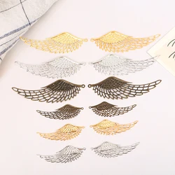 10Pcs Gold Color/Silver/Bronze Filigree Wraps Angel Wings Pendant Metal Crafts For DIY Headwear Jewelry Making Accessories