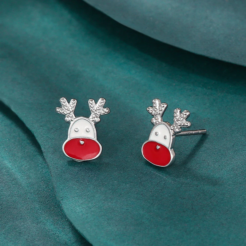 Fashion Small Christmas Earrings for Women Cute Asymmetric Elk Santa Claus Snowflake Xmas Tree Stud Earring Girls Party Jewelry