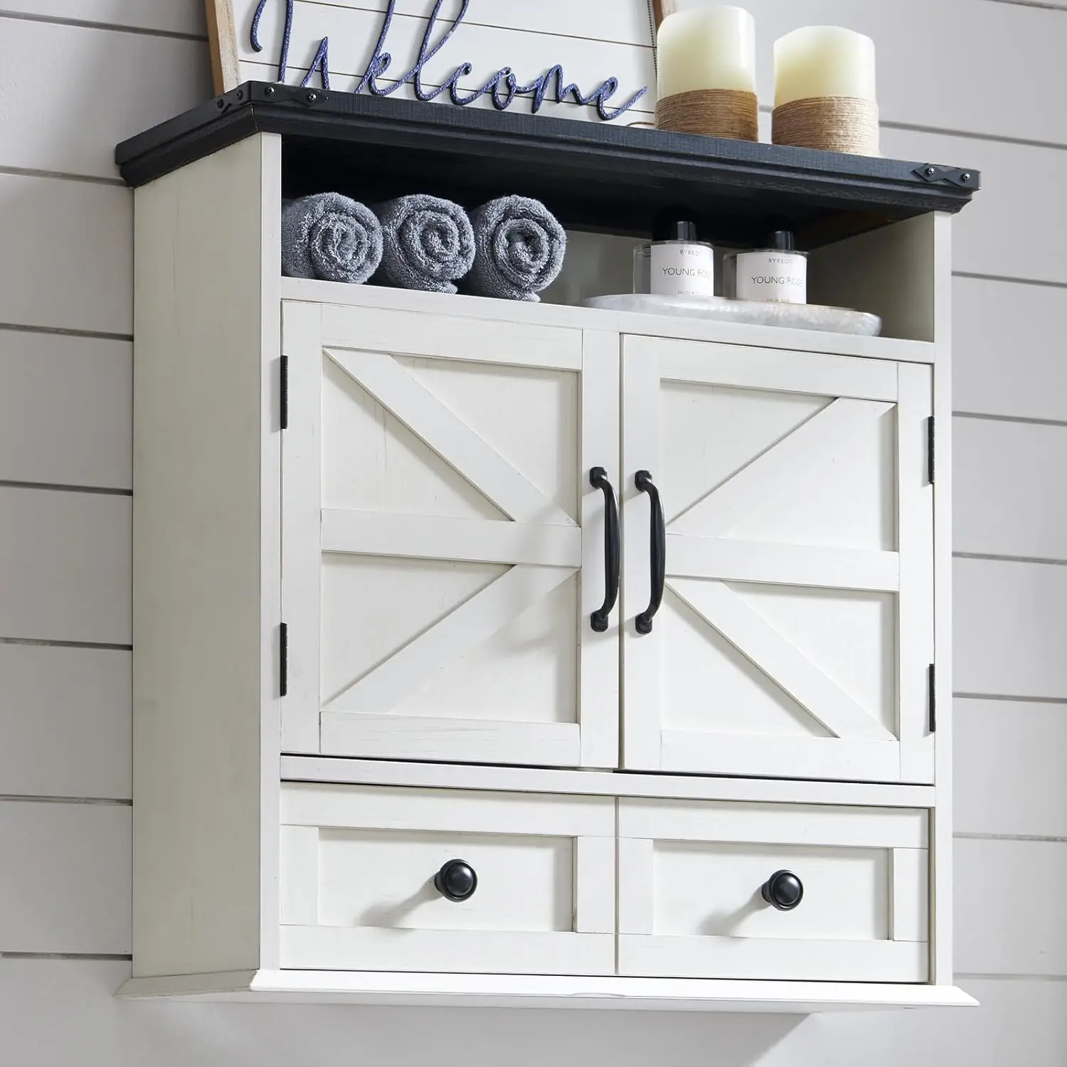 

Bathroom Wall Cabinet, Farmhouse 24" Wide Medicine Cabinet With Drawer, Adjustable Shelf, Double Barn Doors,, Customized
