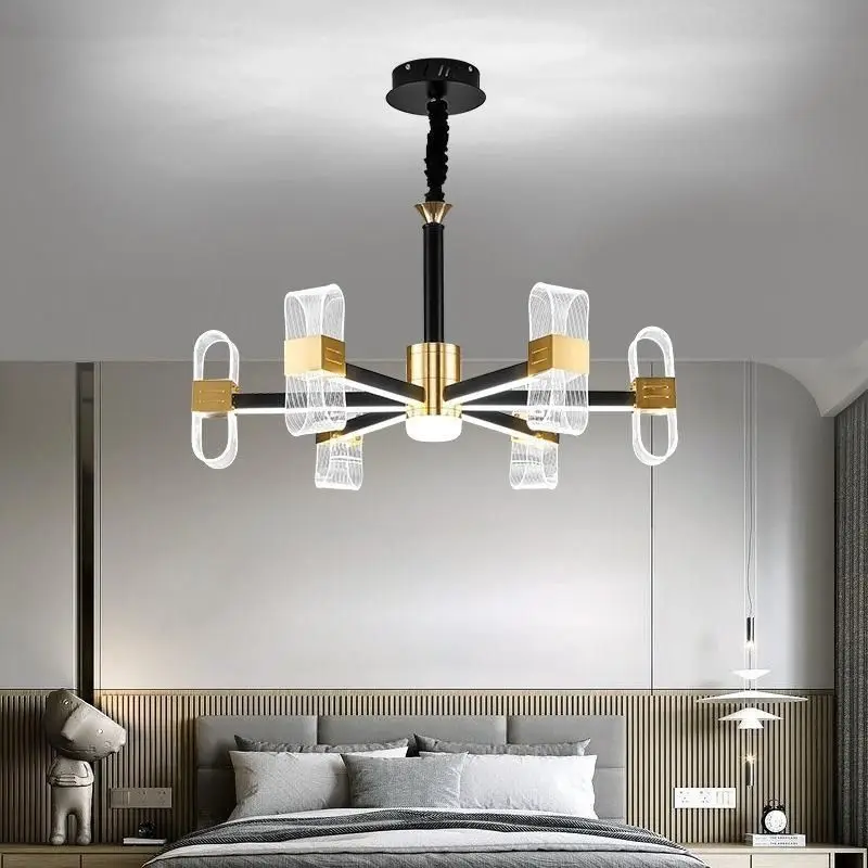 Modern LED Light Arm Ceiling Chandeliers Simple Living Dining Room Pendant Lamp Home Decor Hanging Light Luster Fixtures