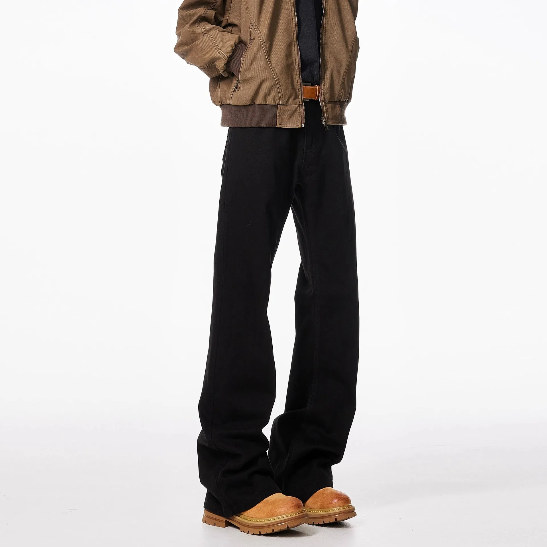 مضيئة السراويل الرجال جان عالية الخصر الدنيم غسلها الجينز مستقيم بانت الكاحل طول عادية تقسم المتعثرة الصلبة سستة يطير #5