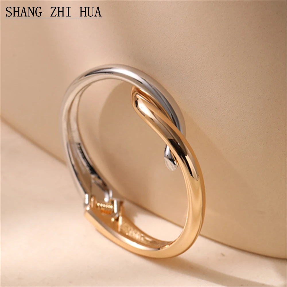 Geometric Irregularity Simple Metal Winding Design Open Bracelet for Women European Fashion Vintage Jewelry Accessories