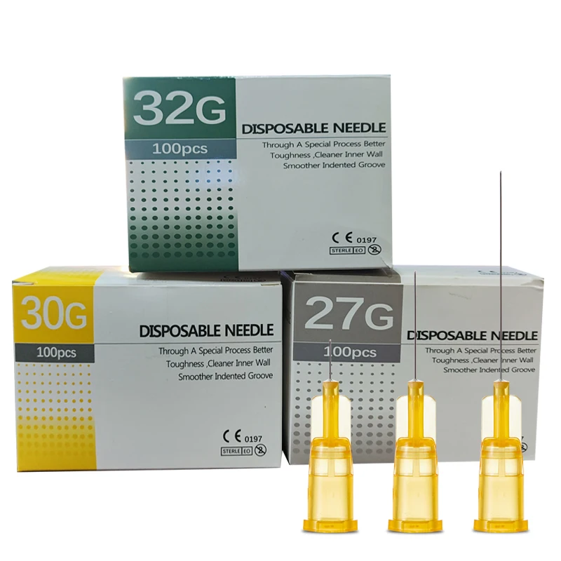 Aguja hipodérmica desechable, herramienta de relleno para el cuidado Facial, 30G, 31G, 32G, 34G, 1,5mm