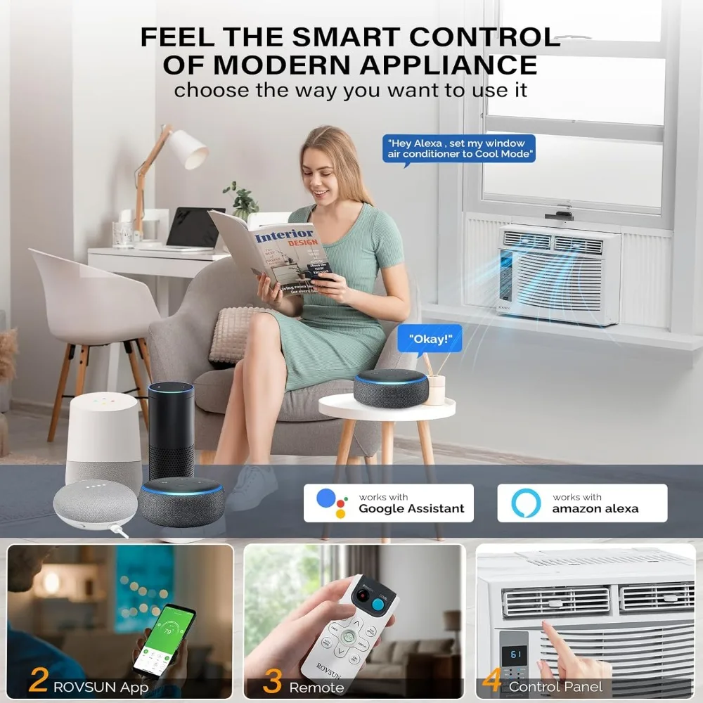 6000 BTU window air conditioner with WiFi, remote control&application control&timer function&easy installation kit