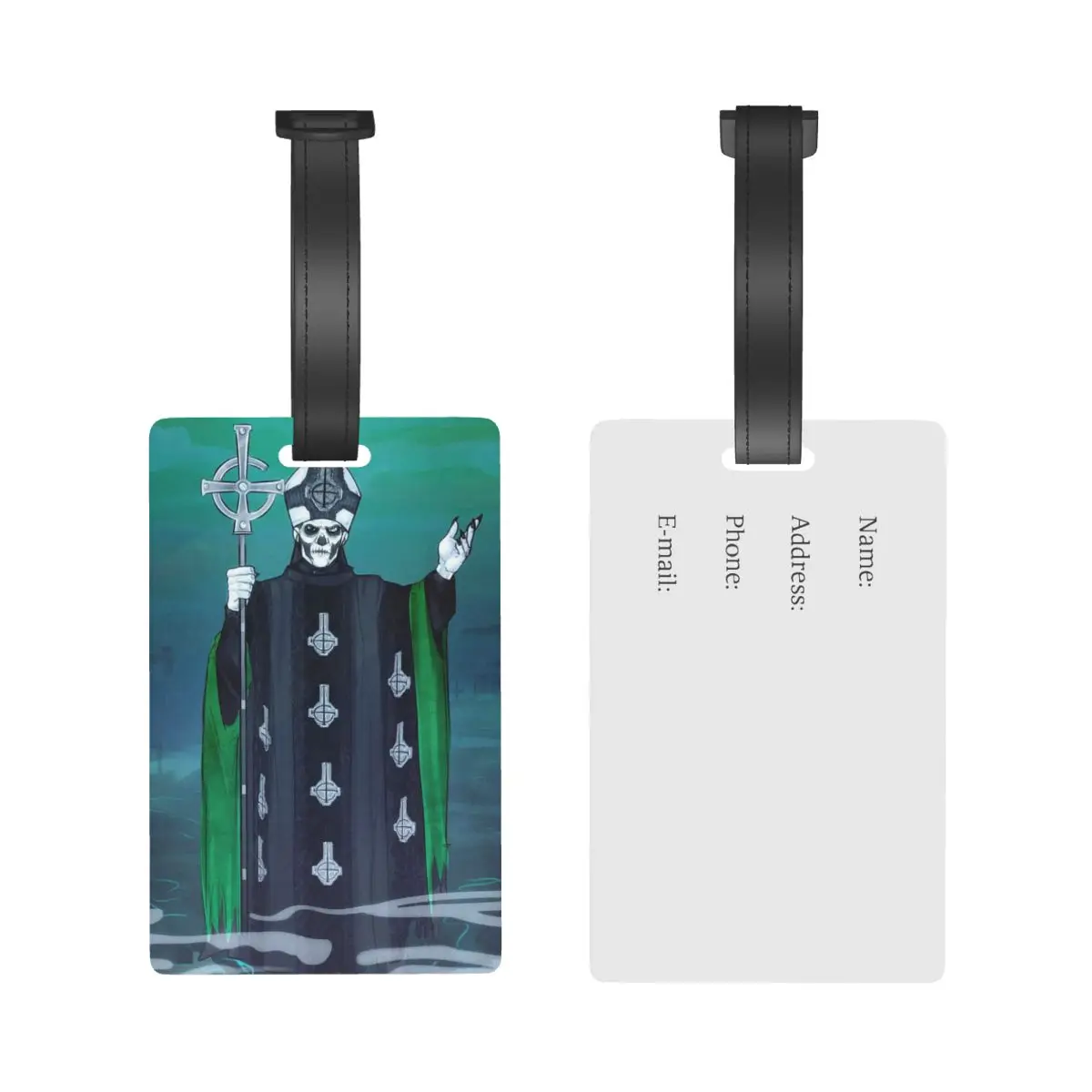 Rock Band Ghost BC 8 Luggage Tags Suitcase Accessories Travel PVC Cute Baggage Boarding Tag Portable Label Holder Name Address