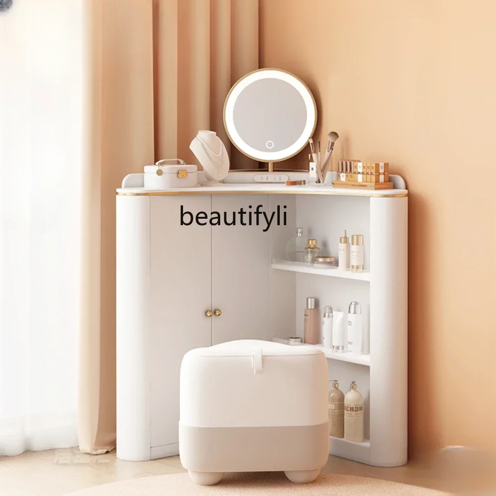 

xxDresser with Mirror Corner Triangle Modern Simple Stone Plate Storage Cabinet Integrated Makeup Table
