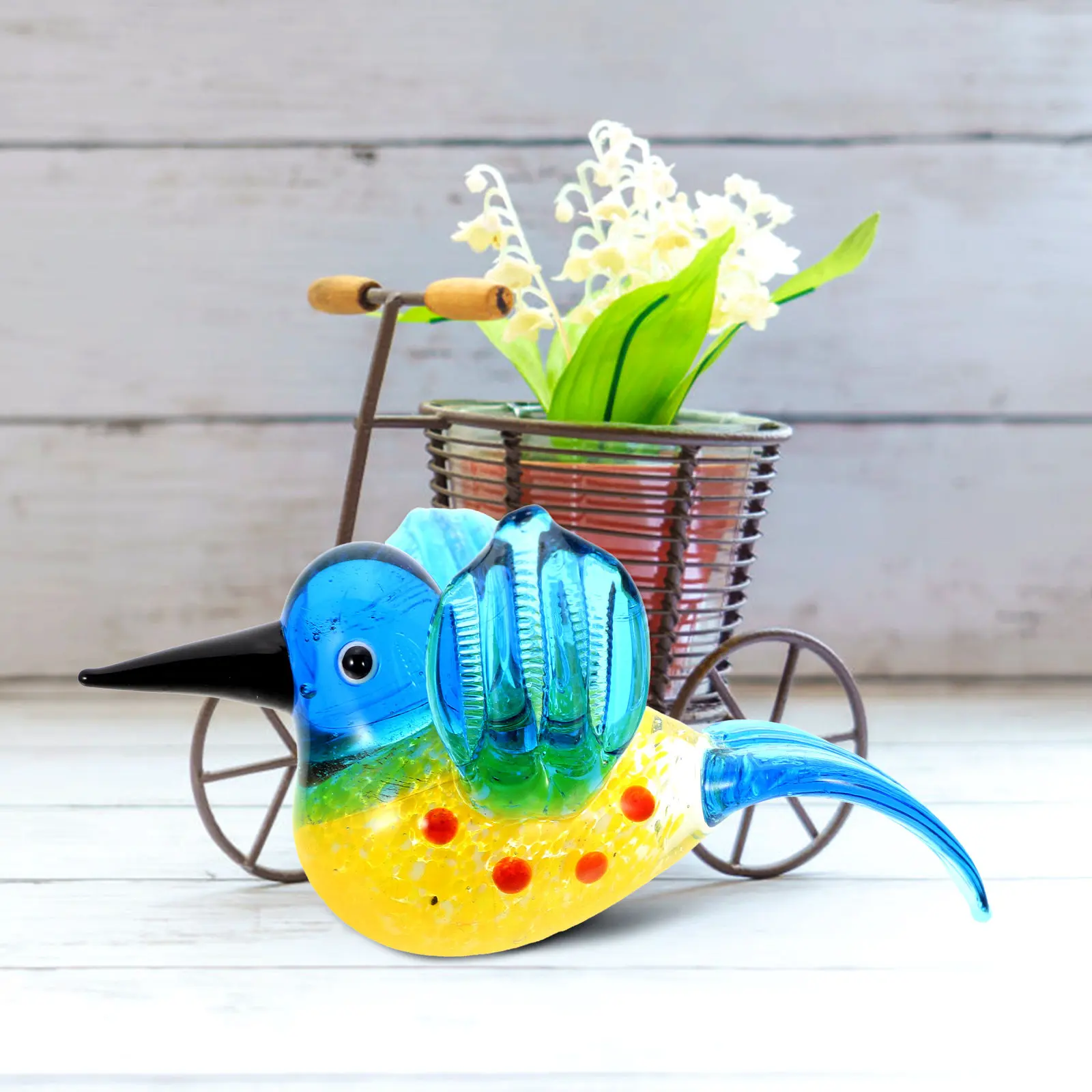 Creative Glass Bird Art Craft Desktop Ornament Home Decoration Small Chic Bird Decor Tabletop Accent Photo Prop