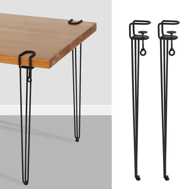 

Non-perforated table leg table leg bracket metal iron F clip outdoor camping coffee table tripod diy removable desk table