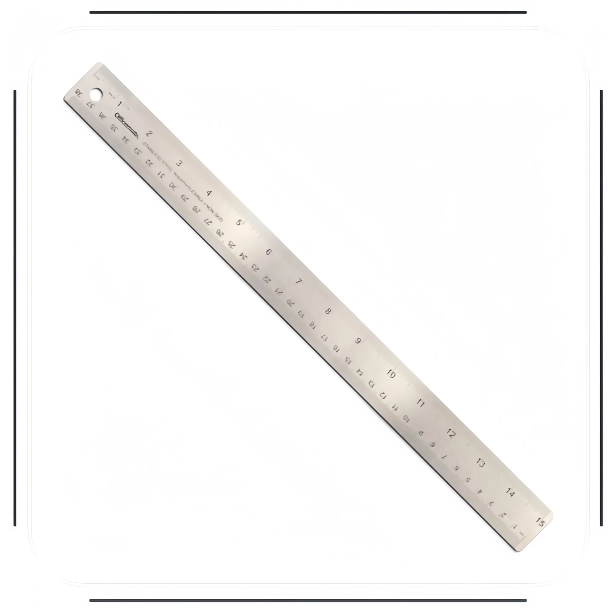 Regla de acero inoxidable de 15 pulgadas - Regla métrica de metal plateado para oficina escolar