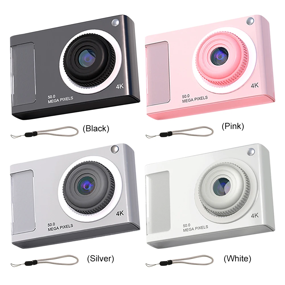 48MP HD Mini Camera 2.4in IPS Display 16X Zoom Digital Camera Anti-Shak 4K Video Camera with Fill Light for Kids Students Teens