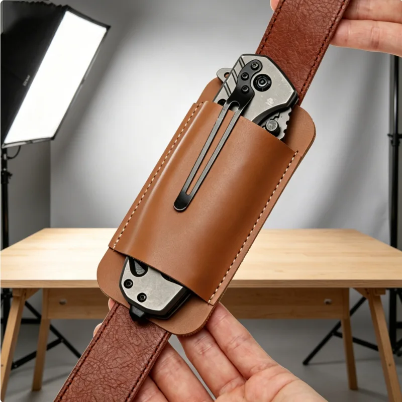 Leather knife protector, folding knife sheath, outdoor knife storage bag, waist clip knife bag, knife sleeve