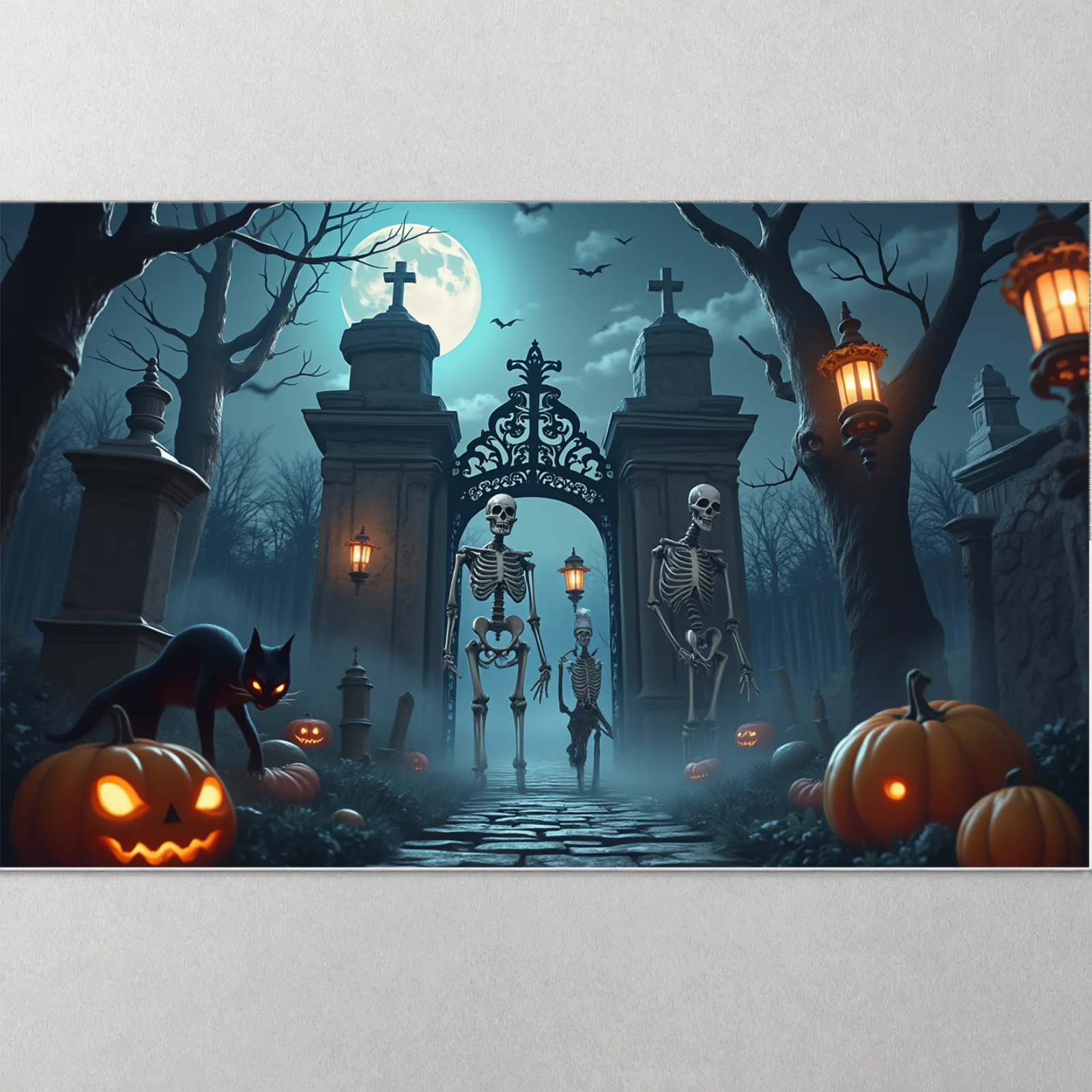 Banner spettrale Eerie Atmosfera Banner per il tempo notturno Jack O Banner lanterna Elementi spettrali per la decorazione del giardino Celebrazione spettrale