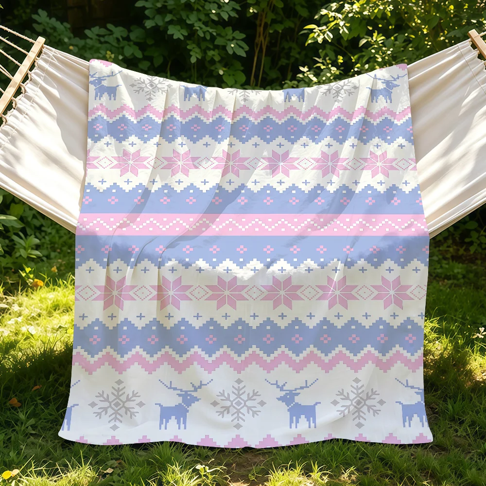 Christmas Fair Isle Print Blanket Suitable For Sofas Beds Offices Cars Outdoor Travel An Ideal Gift For Friends Family