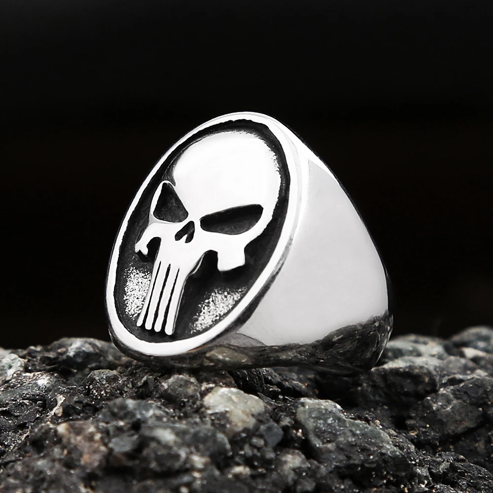 Vintage Einfache Edelstahl Schädel Ringe Für Männer Frauen Punk Hip Hop Gothic Schädel Ring Biker Mode Schmuck Geschenke Dropshipping