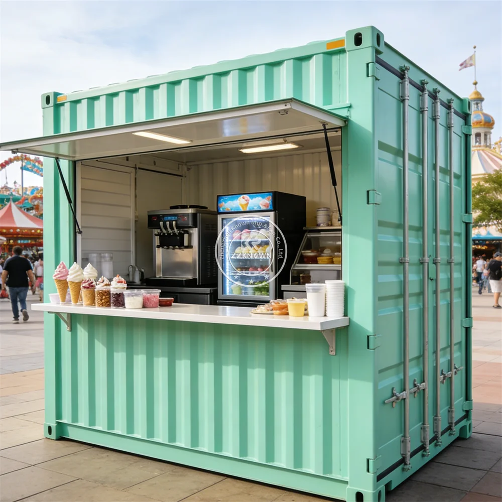 

Street Container Restaurant Outdoor Fried Chicken Burger Container Kiosk Portable Container Bar With Kitchen Equipment